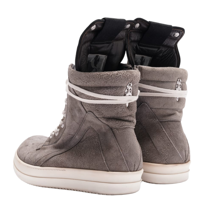 Chrome Hearts x Rick Owens 'Grey' Suede Geobasket Sneakers