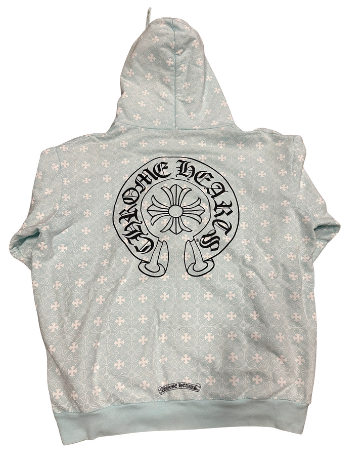 Chrome Hearts Light Blue Logo Zip Up