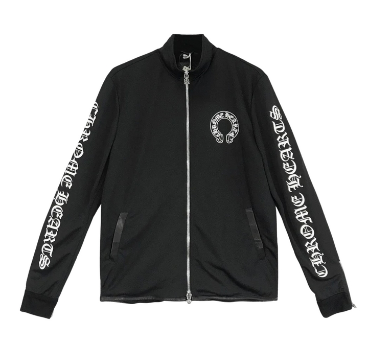 Chrome Hearts 'Horseshoe' Logo Leather Trimmed Track Jacket