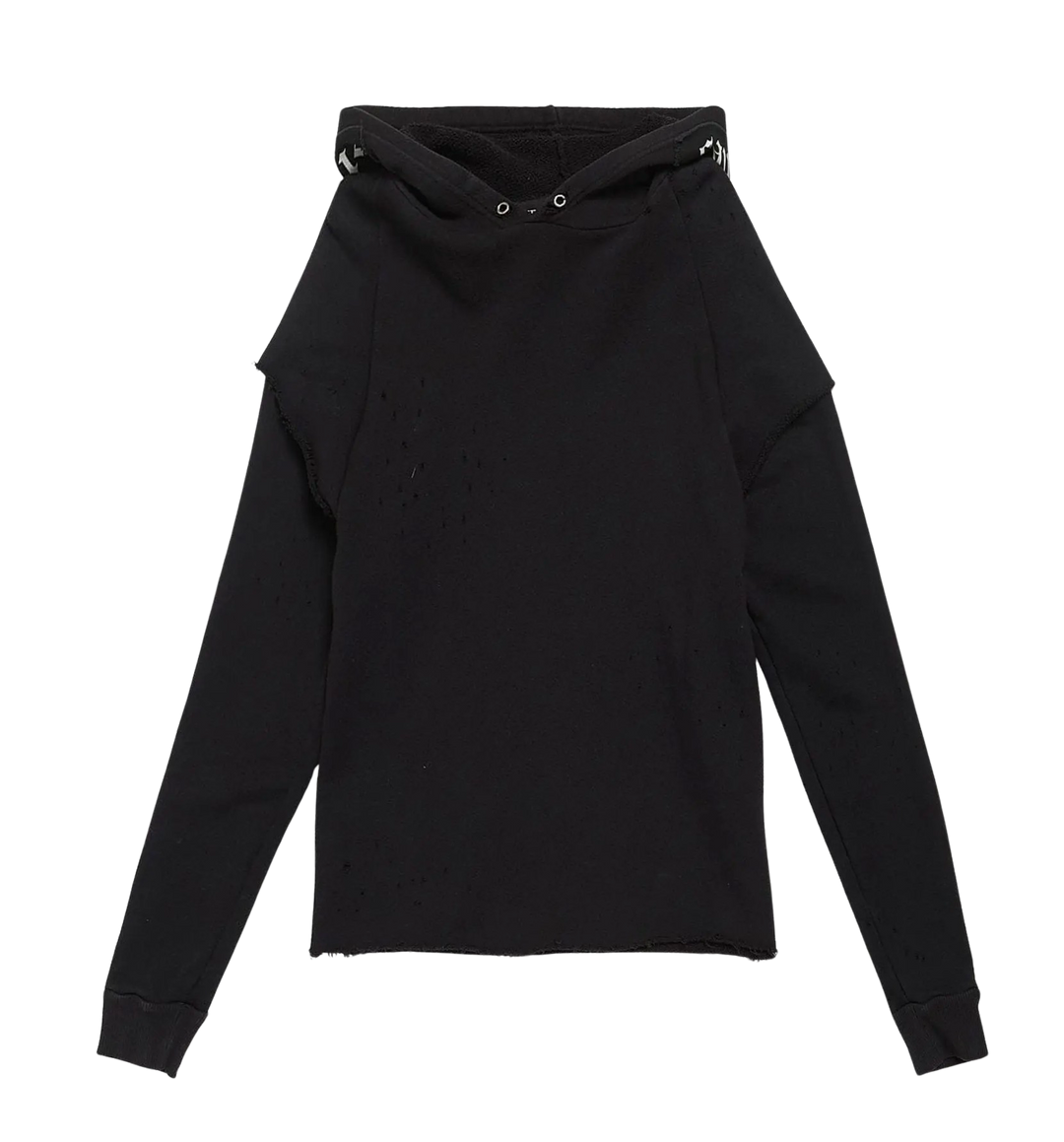 Enfants Riches Déprimés 'Hood Logo' Distressed Black Hoodie