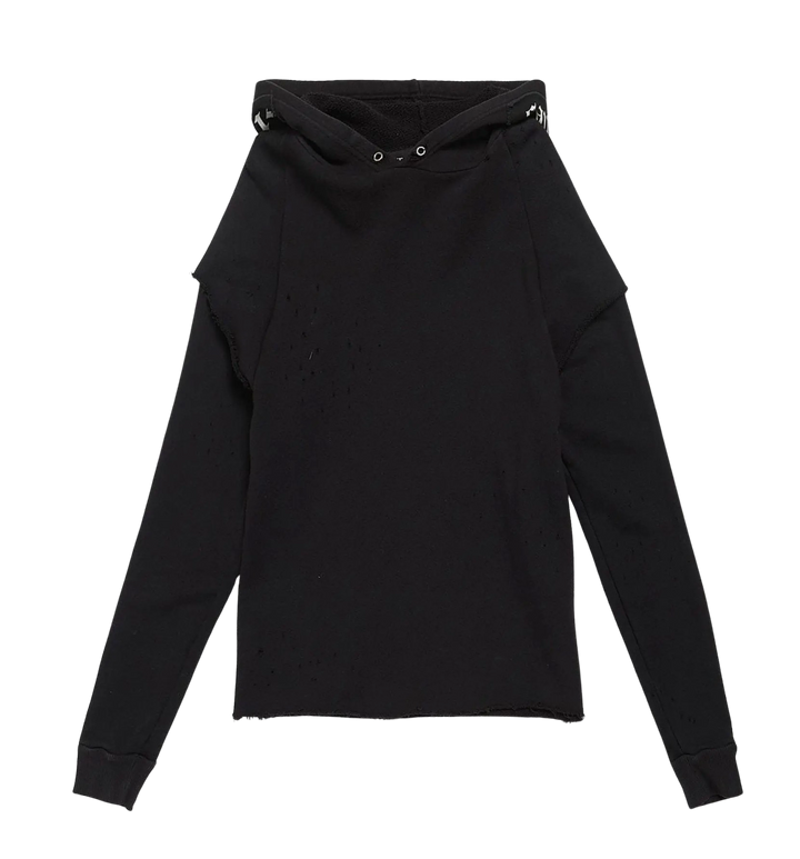 Enfants Riches Déprimés 'Hood Logo' Distressed Black Hoodie