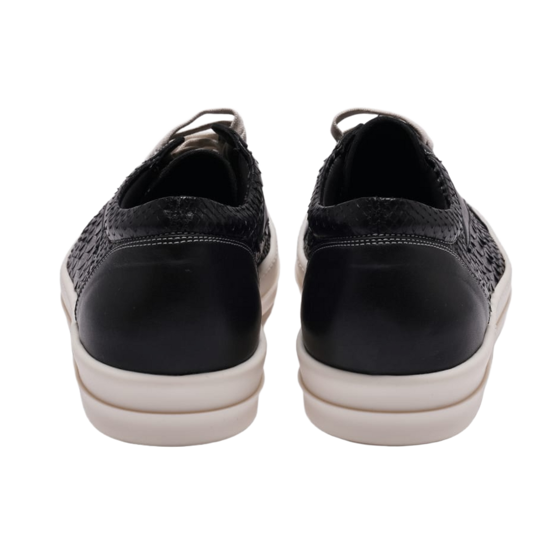 Rick Owens 'Black/Milk' Embossed Python Vintage Sneaks