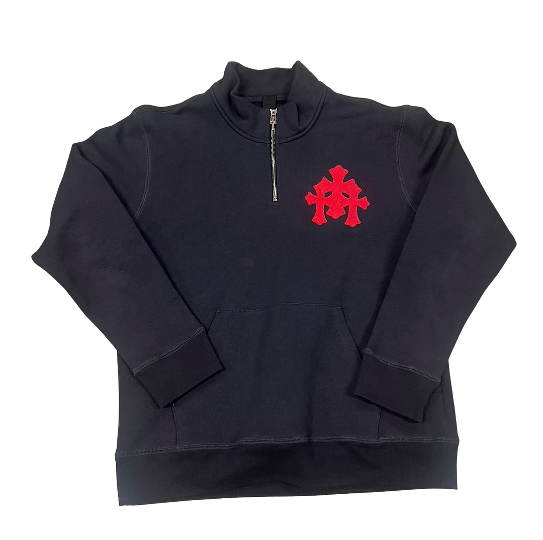 Chrome Hearts 'Triple Red Cross' Navy Quarter Zip