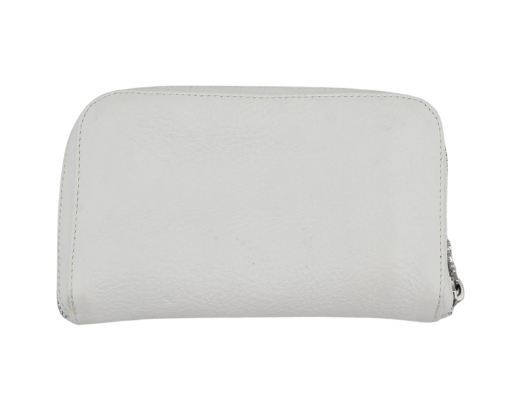 Chrome Hearts 'White Scroll' Leather Zip Wallet