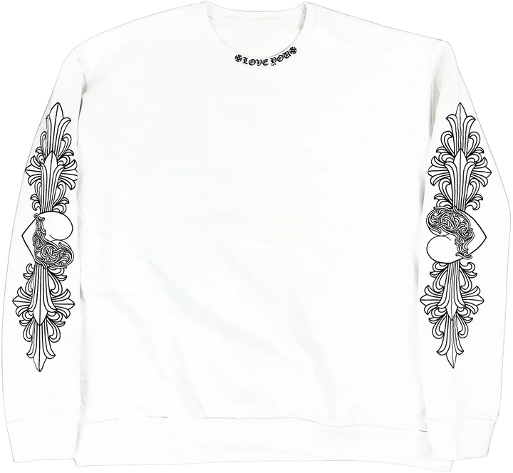 Chrome Hearts 'Love You' Floral Heart White Crewneck