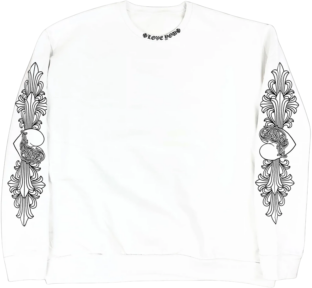 Chrome Hearts 'Love You' Floral Heart White Crewneck