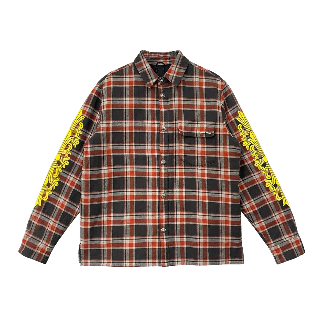 Chrome Hearts 'Yellow Cross Logo' Plaid Quilted Flannel