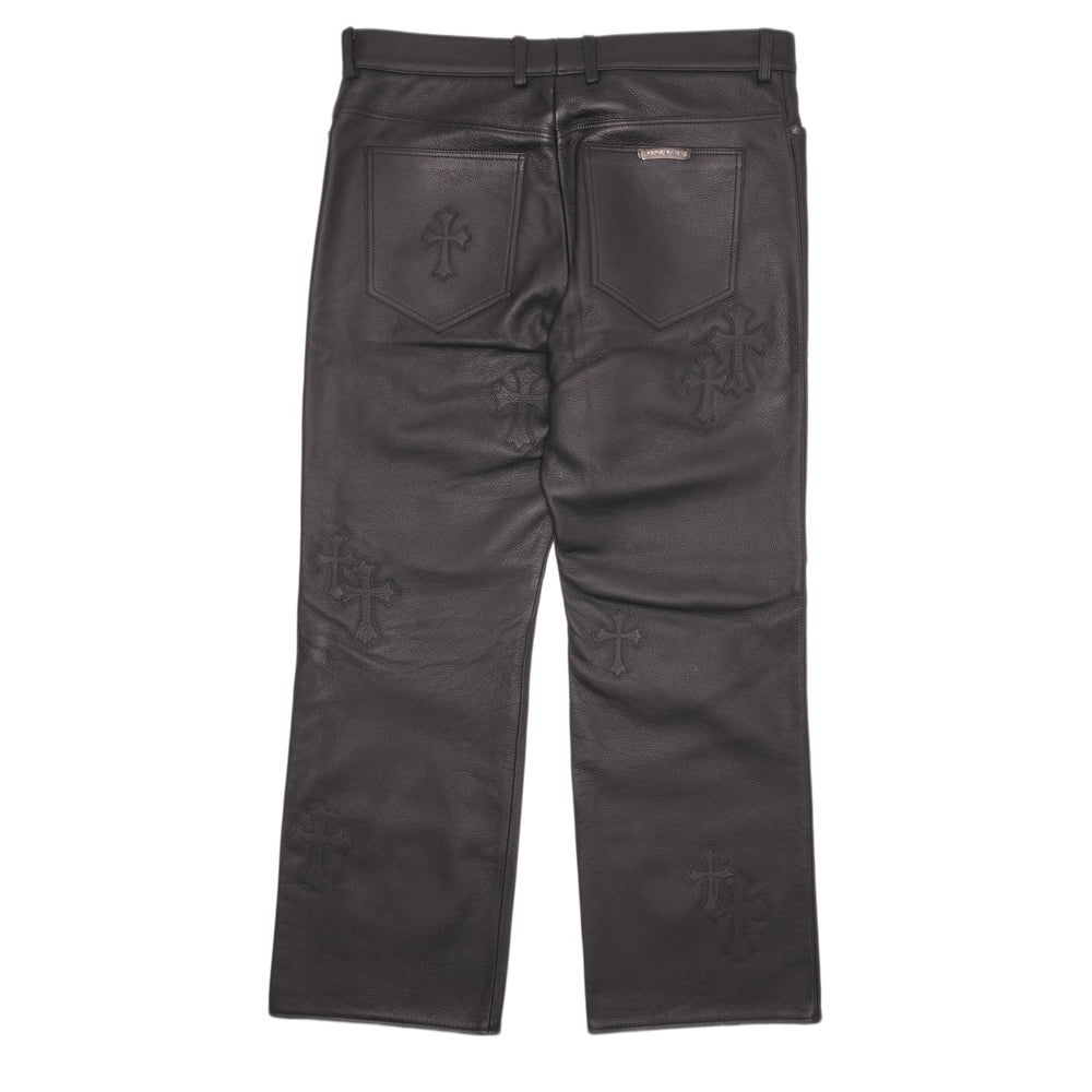Chrome Hearts Black Leather '20 Patch Le Fluer' Pant