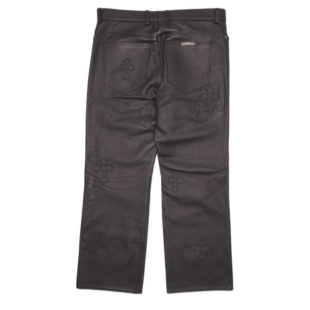 Chrome Hearts Black Leather '20 Patch Le Fluer' Pant