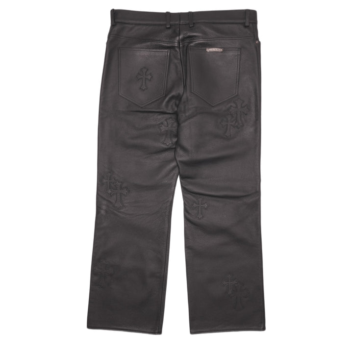 Chrome Hearts Black Leather '20 Patch Le Fluer' Pant