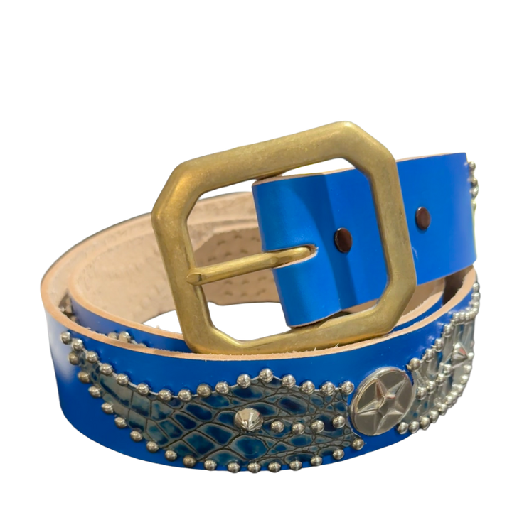 Studded 'Gradient Scale Wing Star Spider' Blue Belt