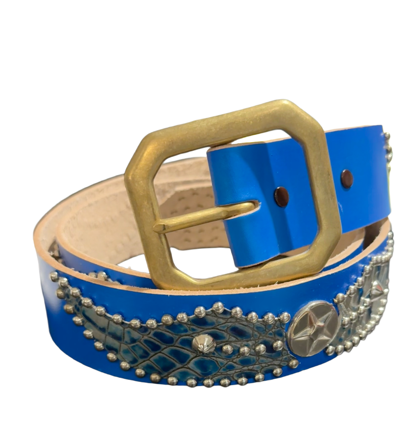 Studded 'Gradient Scale Wing Star Spider' Blue Belt