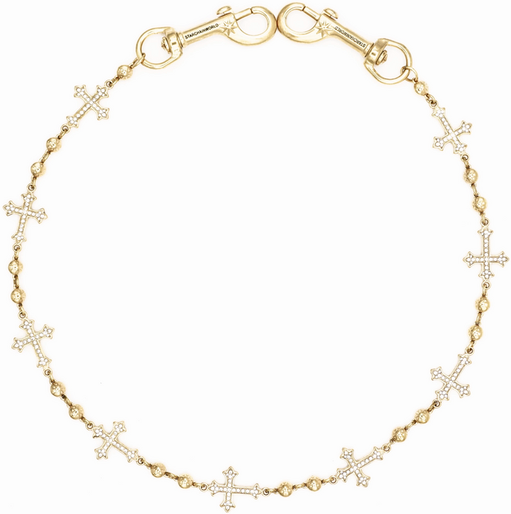 Starchain World 'White Gold' Cross Wallet Chain