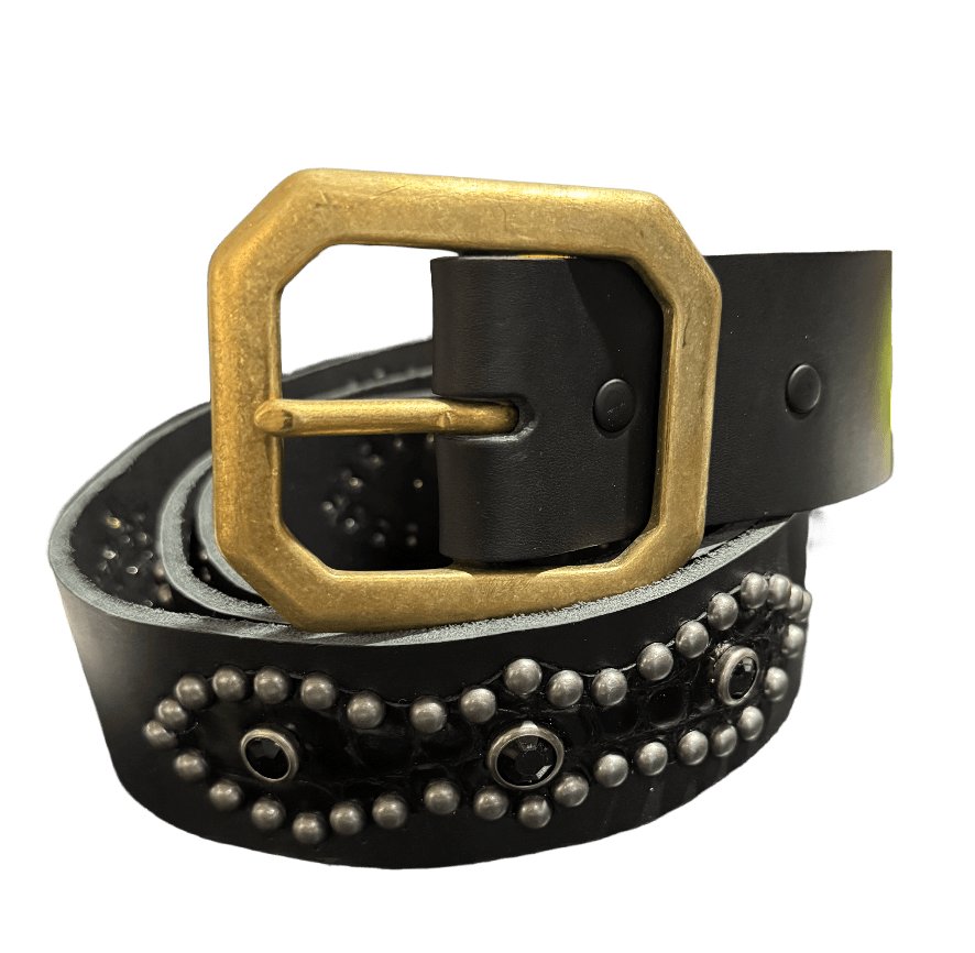 Studded 'Black Scale Sun Gem' Black Belt