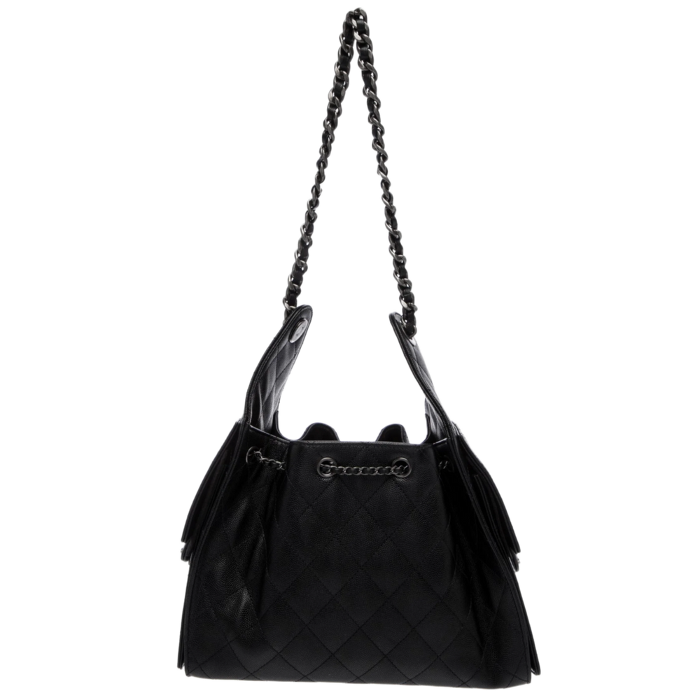 Chanel 'Black' Caviar Quilted Leather 25 Hobo Bag
