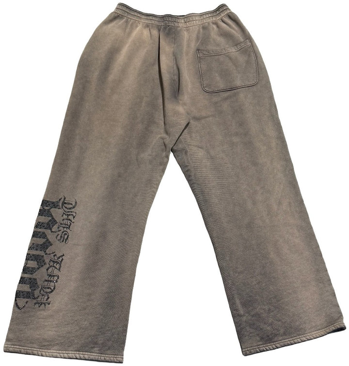 Bossi 'Black Heavy Metal' Washed Brown Rhinestone Sweatpants