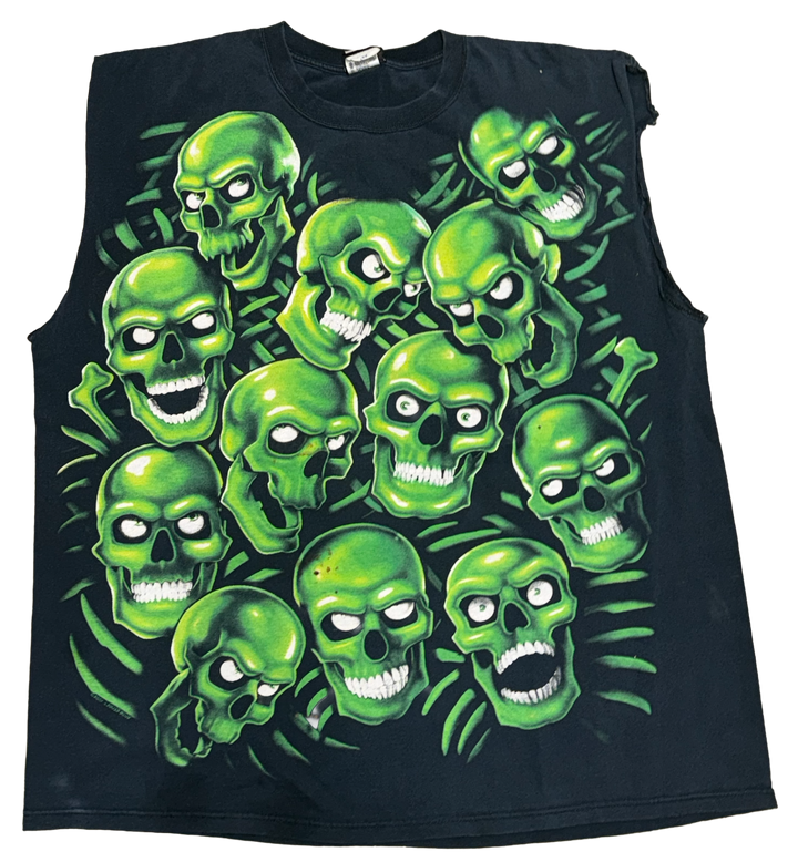 Liqiud Blue 'Green Skull' Vintage Cutoff Tee