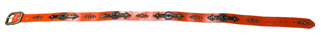 Studded 'Snakeskin Arrow Gem' Orange Belt