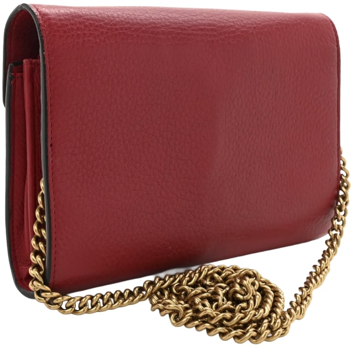Gucci 'Vulcanic Red' GG Marmont Leather Chain Crossbody Shoulder Bag