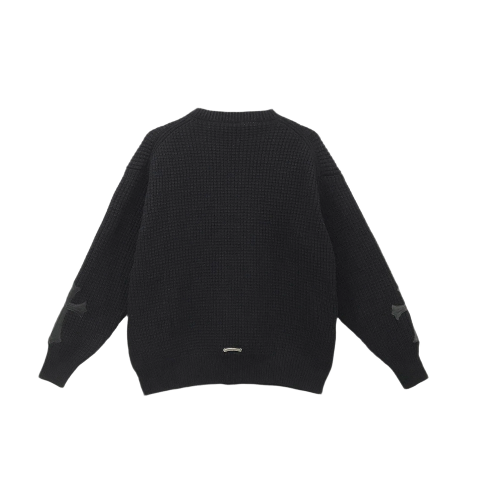 Chrome Hearts 'Black' Leather Patch Cashmere Sweater
