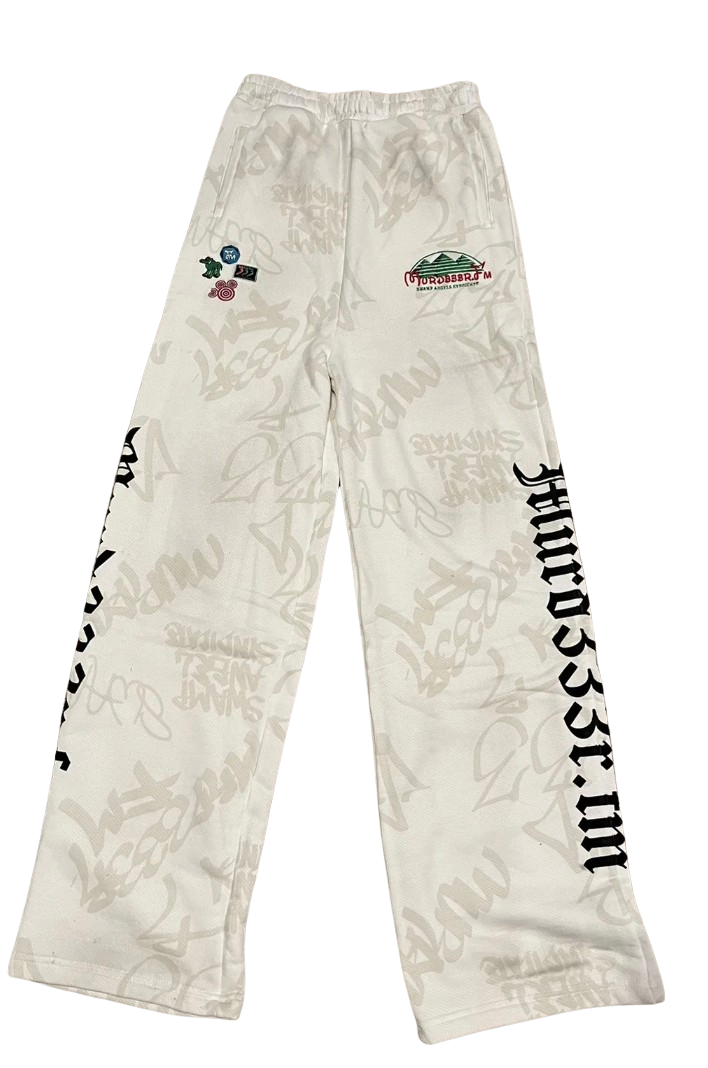 Murd333r.fm 'Disn333y' White Sweatpants