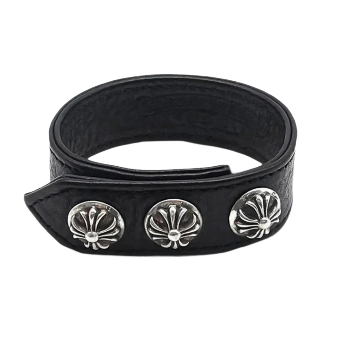 Chrome Hearts 'Black' 3 Snap Cross Bracelet