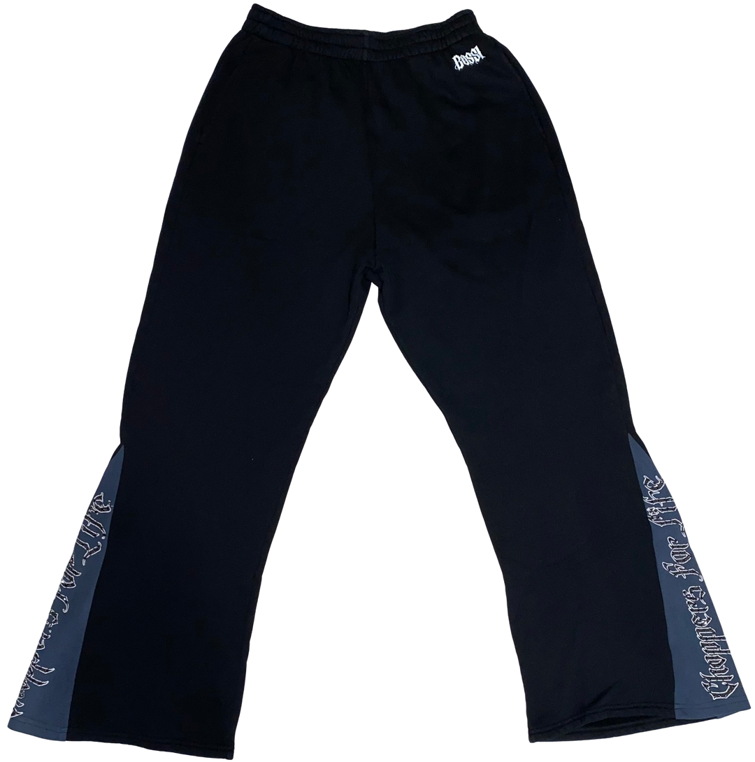 Bossi 'Choppers For Life' Rhinestone Black Flare Sweatpants