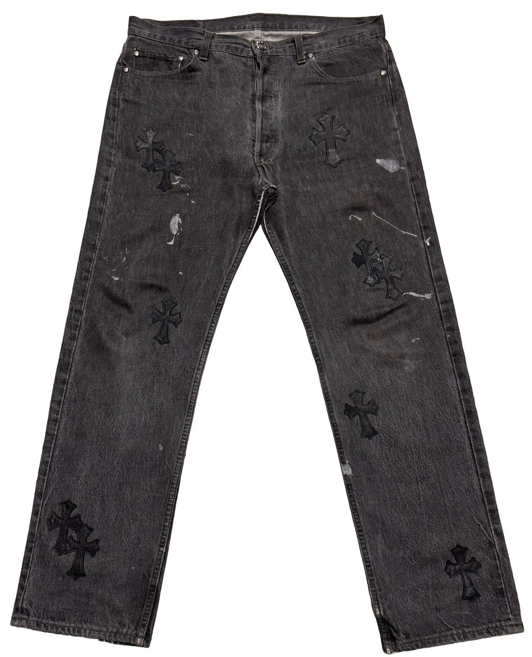 Chrome Hearts '20 Patch' Bleached Black Jeans