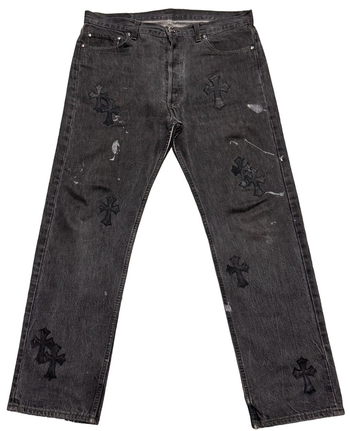 Chrome Hearts '20 Patch' Bleached Black Jeans