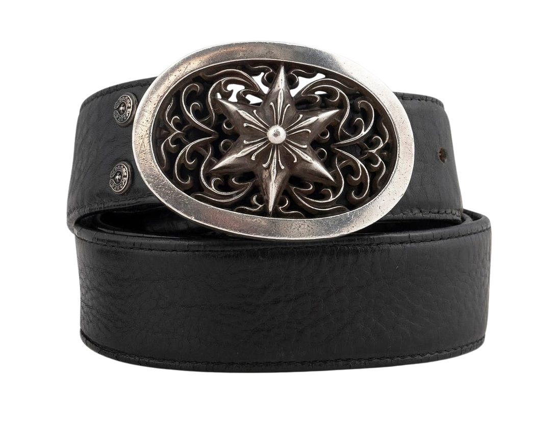 Chrome Hearts 'Big Oval Star Logo' Black Belt