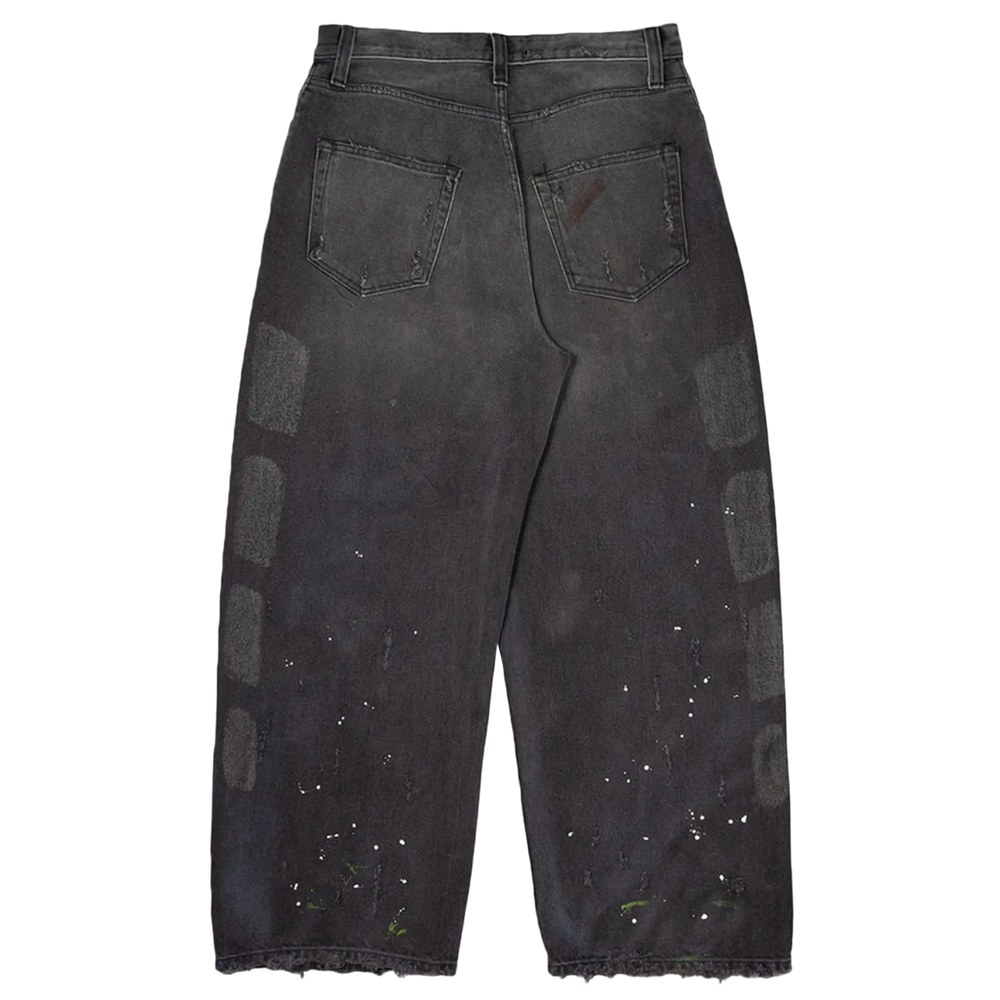 Satoshi Nakamoto 'Washed Black' Baggy Moto Jeans