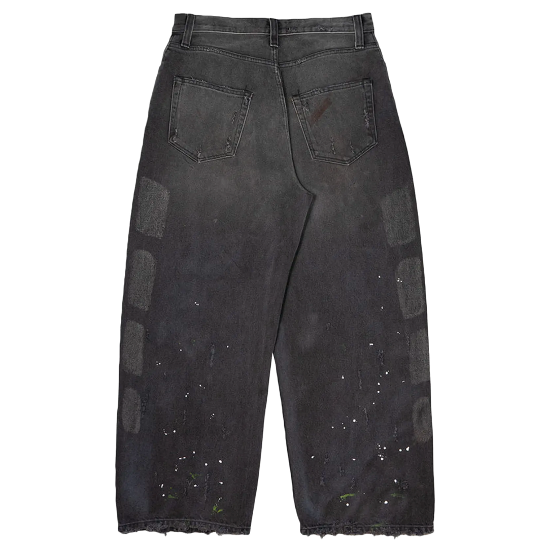 Satoshi Nakamoto 'Washed Black' Baggy Moto Jeans