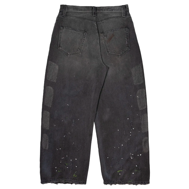 Satoshi Nakamoto 'Washed Black' Baggy Moto Jeans