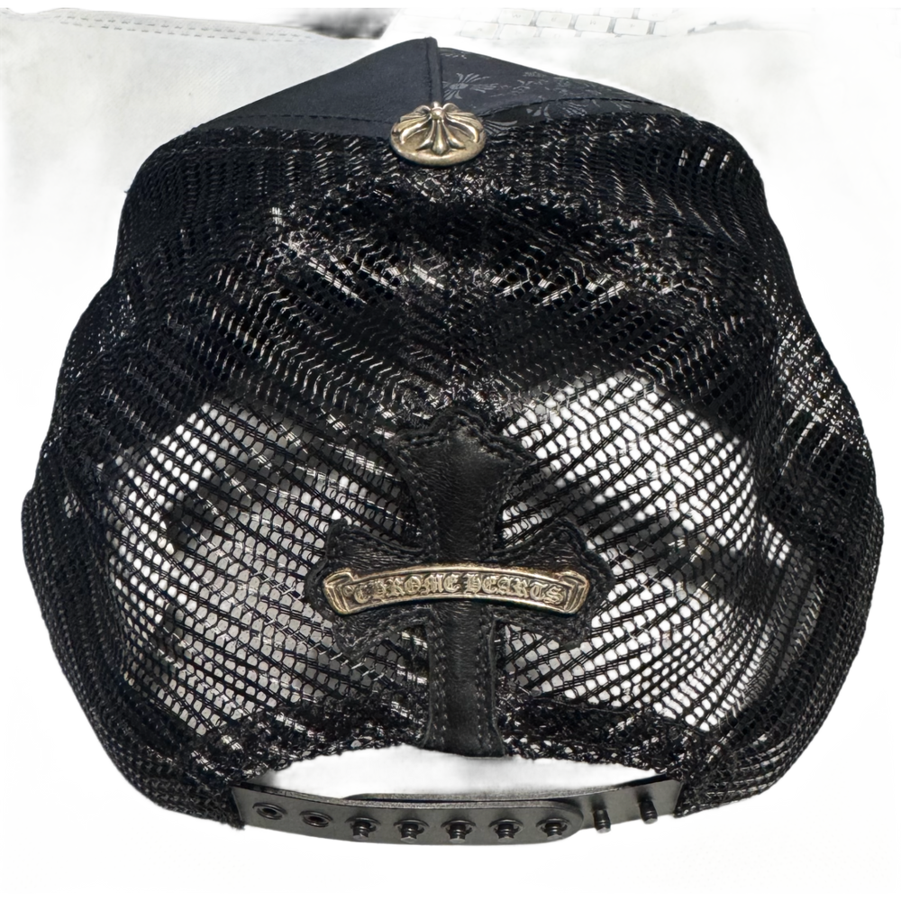 Chrome Hearts Horseshoe Silver Cross Leather Truck Hat