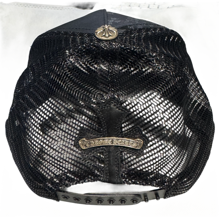 Chrome Hearts Horseshoe Silver Cross Leather Truck Hat