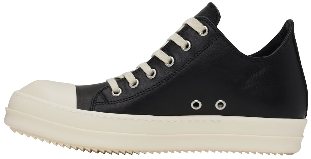 Rick Owens 'Black' Skinny Low Leather Sneakers