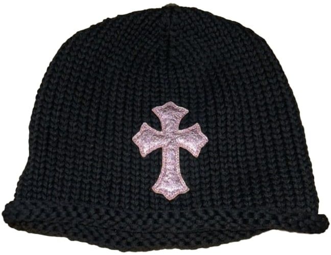 Chrome Hearts 'Pink Glitter' Cross Patch Beanie