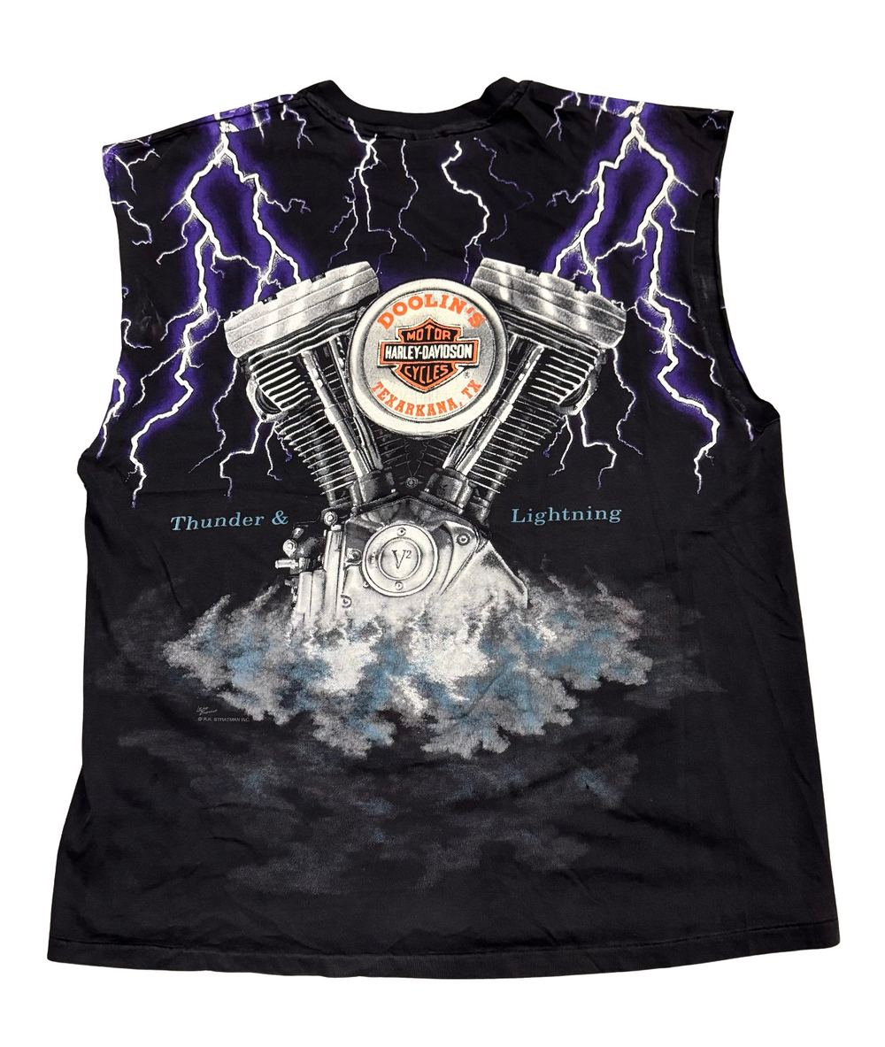 Harley Davidson'Thunder & Lightning' Vintage Cut Off Tee