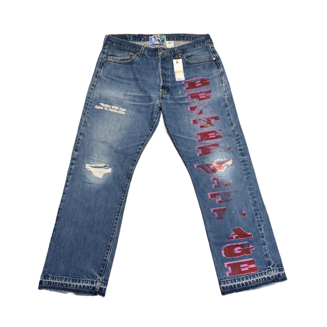 *Better With Age 'Blue' Distressed Moniker Jeans