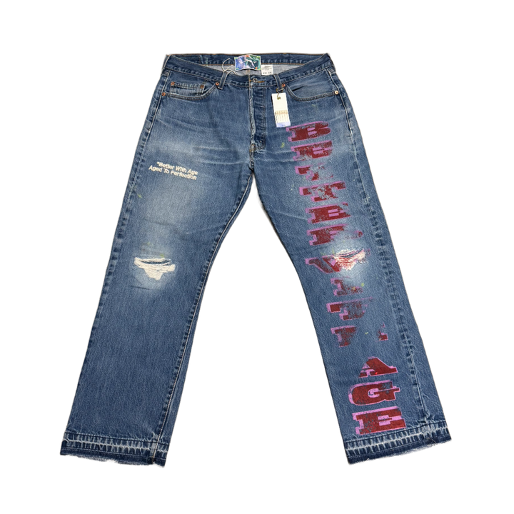 *Better With Age 'Blue' Distressed Moniker Jeans