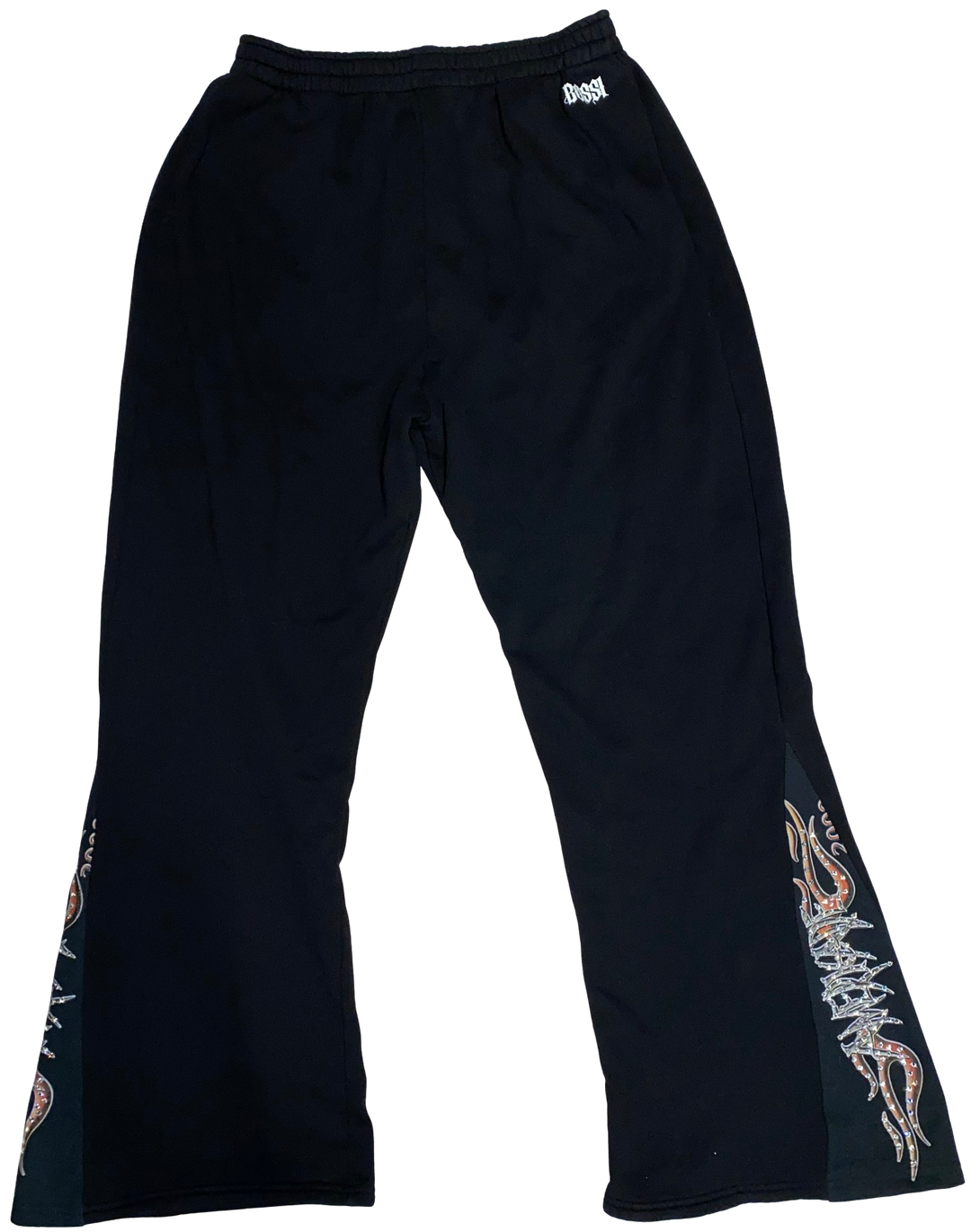 Bossi 'Americade' Rhinestone Black Flare Sweatpants