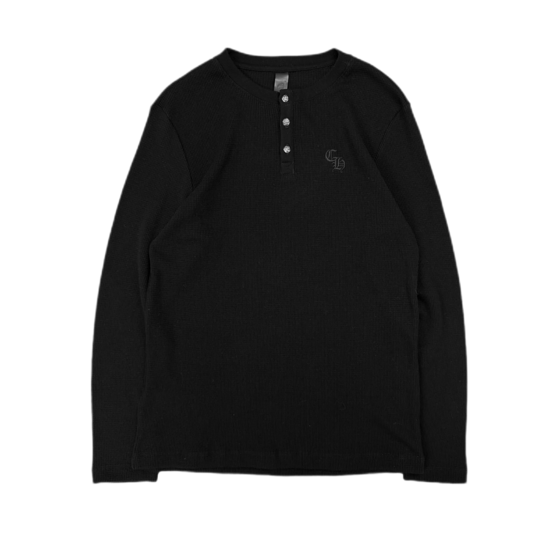 Chrome Hearts CH Embroidered Black Thermal Long Sleeve Henley
