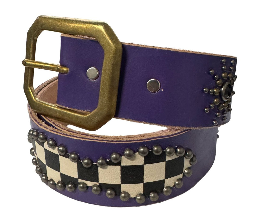 Studded 'Checkered Sun' Purple Belt