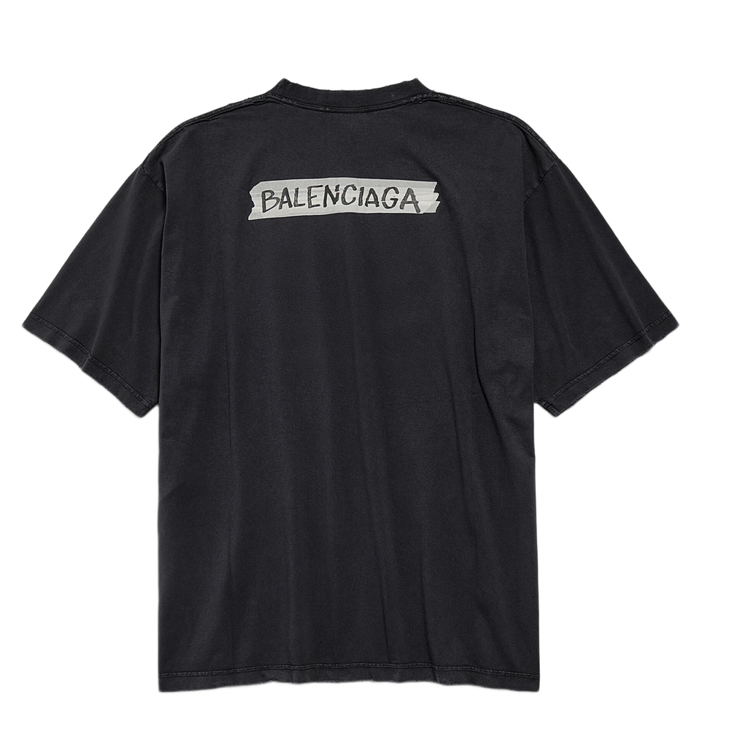 Balenciaga 'Masking Tape Logo' Black Tee
