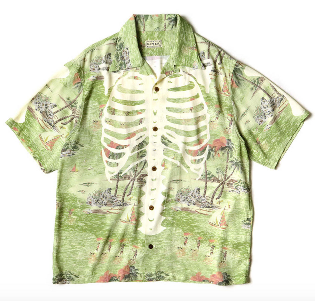 Kapital 'Aloha' Green Rayon Button Up Shirt