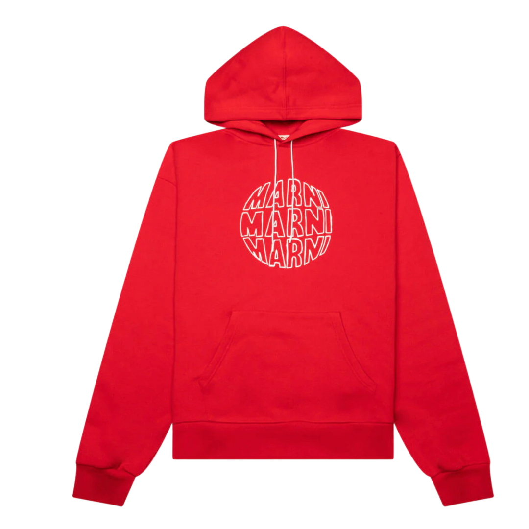 Marni 'Red' Circular Triple Logo Hooded Sweatshirt