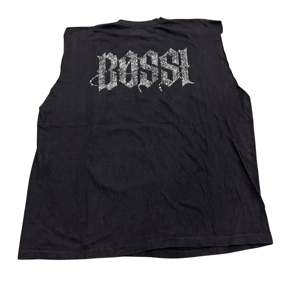 Bossi 'Quit' Vintage Rhinestone Cutoff Tee