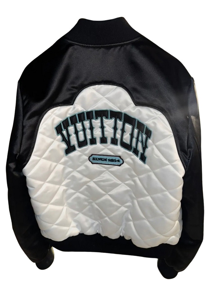Louis Vuitton Bicolor Satin Bomber Jacket Black
