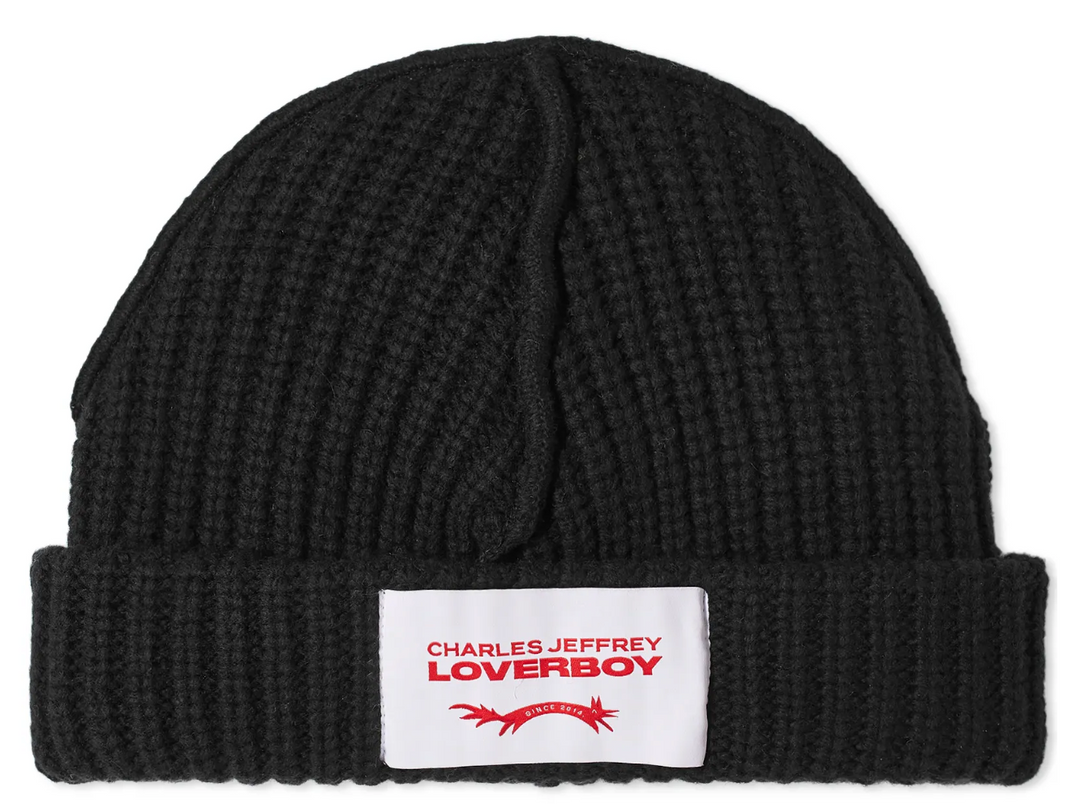 Charles Jefferey Loverboy 'Label' Black Beanie