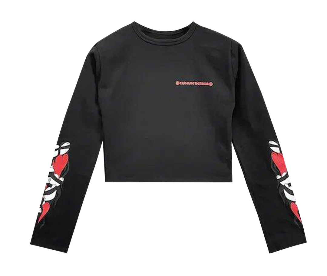 Chrome Hearts Matty Boy 'Sick Heart' Women's Long-Sleeve Crop Top